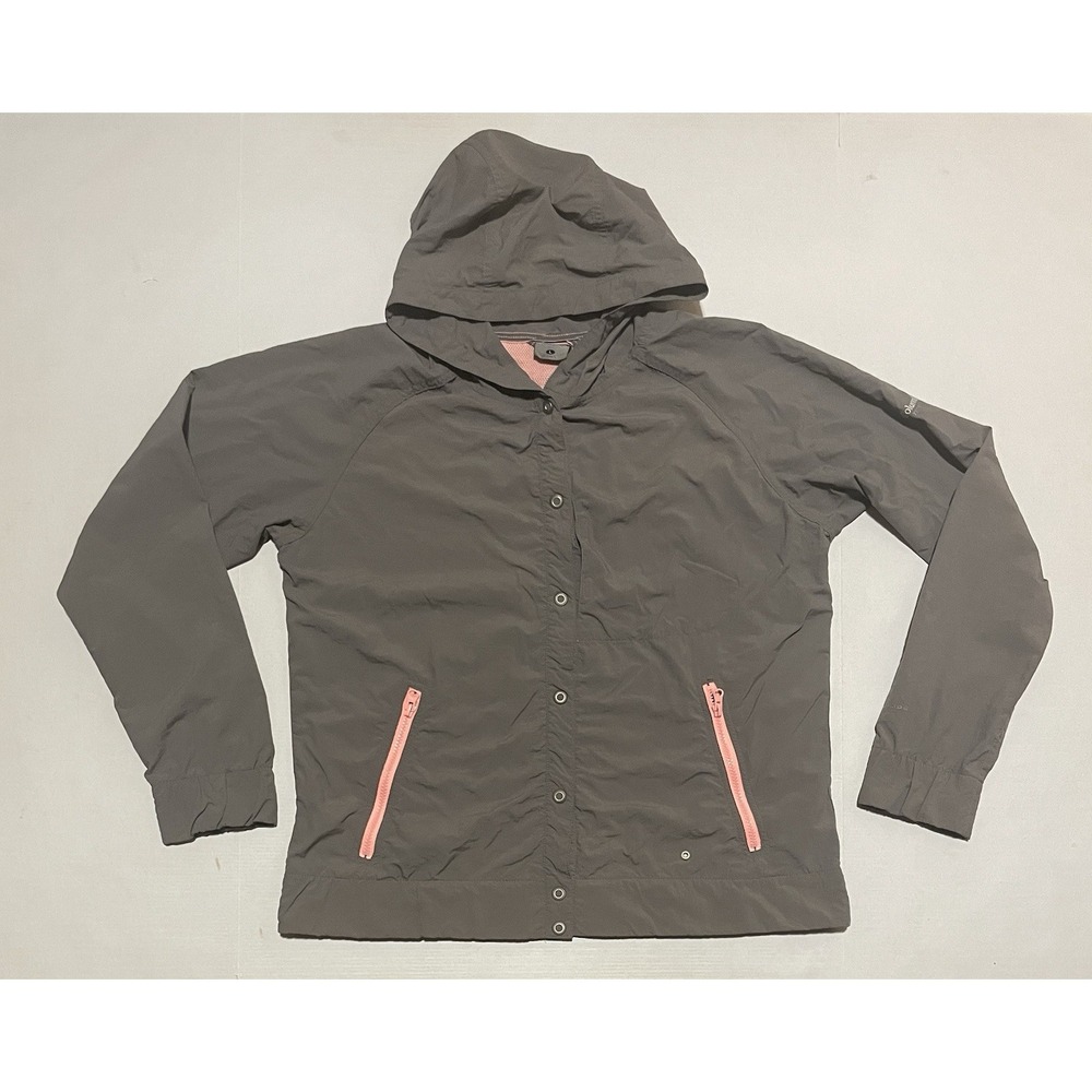 Columbia TITANIUM Size Large Womens Light Gray Brown Windbreaker Packable Snap